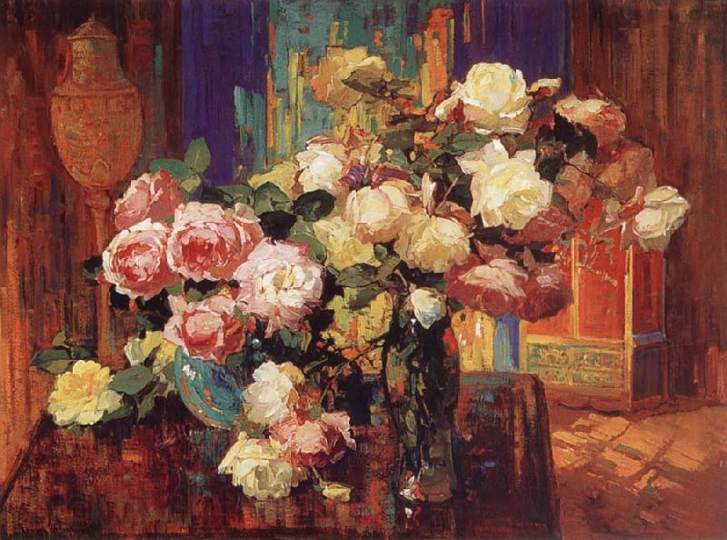 Franz Bischoff Roses n-d Germany oil painting art